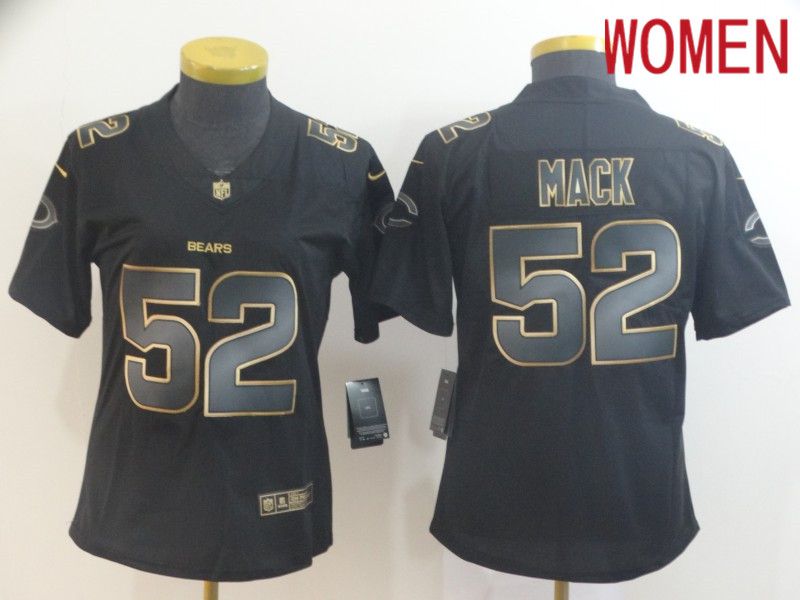 Women Chicago Bears #52 Mack Nike Vapor Limited Black Golden NFL Jerseys